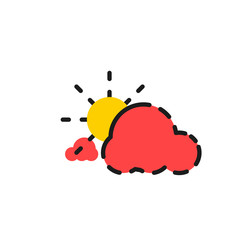 Color line icon for flat design. Clouds and sun