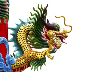 Dragon statue isolated on white background