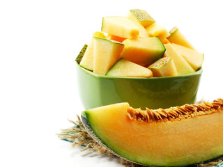 honeydew melon cantaloupe slices close up