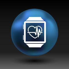 Vector illustration pulsometer heart rate monitor watch icon