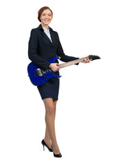 Businesswoman with guitar