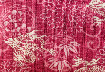 Close up of Dragon on fabric textile