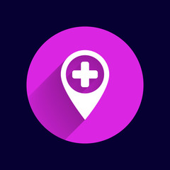  Map Pointer Icon With Cross, Hospital, First Aid Sign