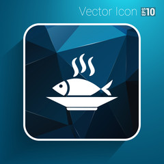 Fish menu icon logo seafood fork tuna vector