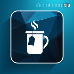 Cup of hot tea icon vector logo