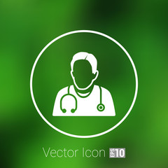 Fototapeta premium Doctor with stethoscope around his neck icon