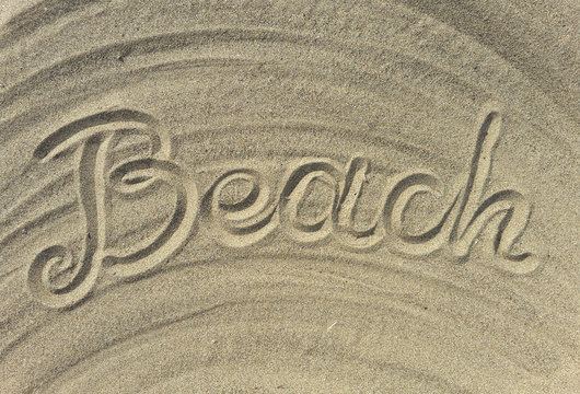beach text on the sand