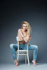 Fototapeta premium blonde sexy girl studio portrait shot