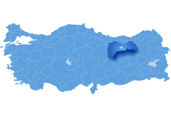 Fototapeta premium Map of Turkey, Erzinca