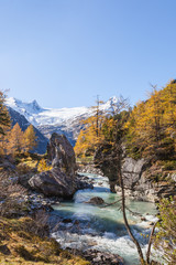 River in alp landscape at autumn