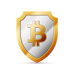 shield with bitcoin sign