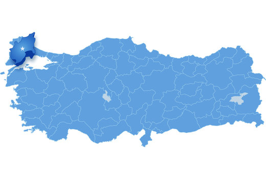 Map of Turkey, Tekirdag