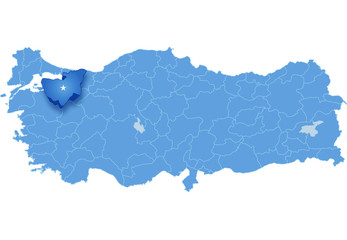 Map of Turkey, Bursa