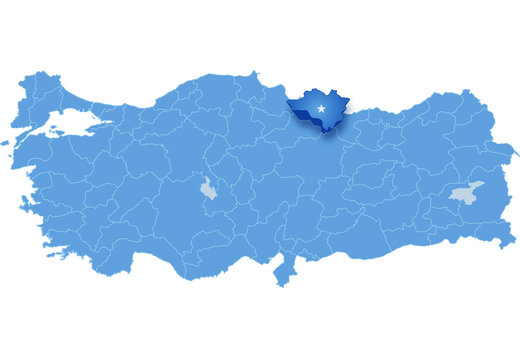 Map of Turkey, Ordu