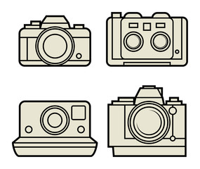 Retro photo camera set, vector illustration