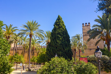 Fototapeta na wymiar Walls and gardens of the Alcazar de Cordoba, Spain