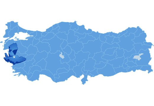 Map of Turkey, Izmir
