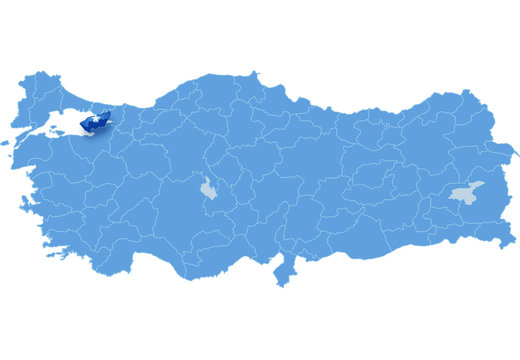 Map of Turkey, Yalova