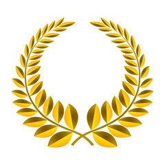 Gold laurel wreath isolated vector icon