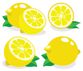 Fresh lemons, collection of vector illustrations