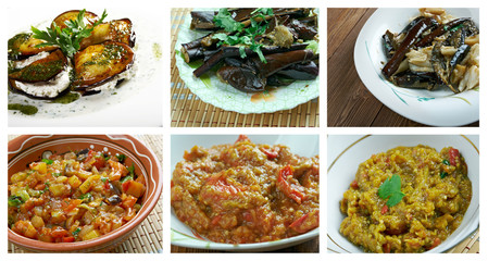 set of different  eggplant dish,.