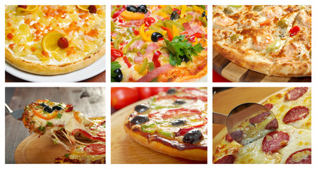 set of different Pizza