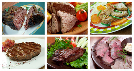 set of different  beef  meat