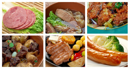 set of different  meat pork