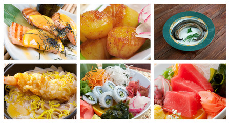 set of different delicatessen seafoods