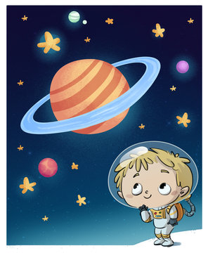 niño astronauta en el espacio