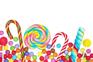 Mixed Colorful Candies on White Background