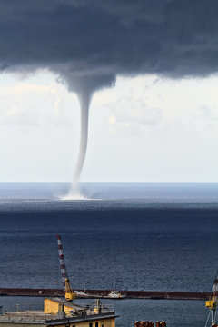 Waterspout in Mediterranean sea, Genova Italy