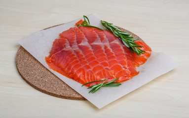 Sliced salmon