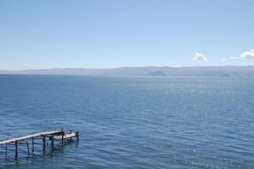 Lone dock on Lake Titicaca