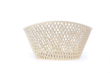empty white basket plastic, isolated on white background