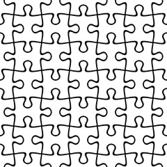 Vector puzzle black and white seamless pattern.