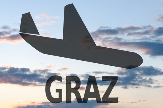 Airplane landing on Graz airport