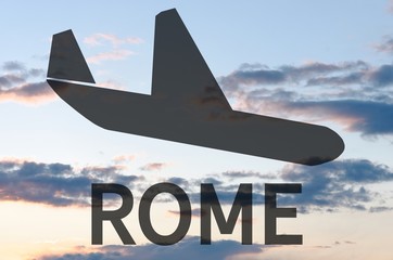 Airplane landing on Rome airport