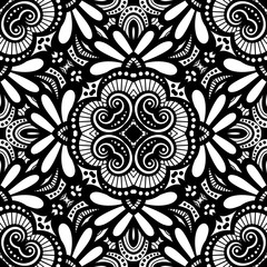 Vector Seamless Vintage Black and White Lace Pattern