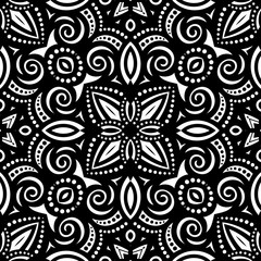 Vector Seamless Vintage Black and White Lace Pattern
