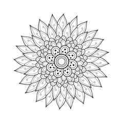 Vector Beautiful Monochrome Contour Flower