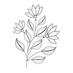 Vector Beautiful Monochrome Contour Flower