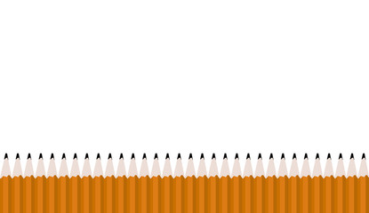 Single row of yellow pencils