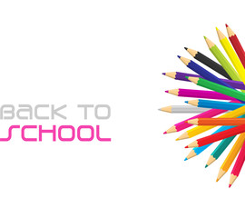 Back to School Title Words with multicolored vector pencils
