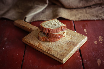 sliced bread on a cutting board