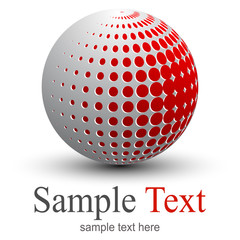 Logo, abstract sphere with halftone shape, vector 3D design.