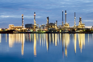 Oil refinery plant at sunrise