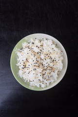 japanese cuisine. rice on the background