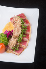 japanese cuisine. sashimi on the background