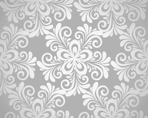 excellent seamless floral background with flowers in silver.